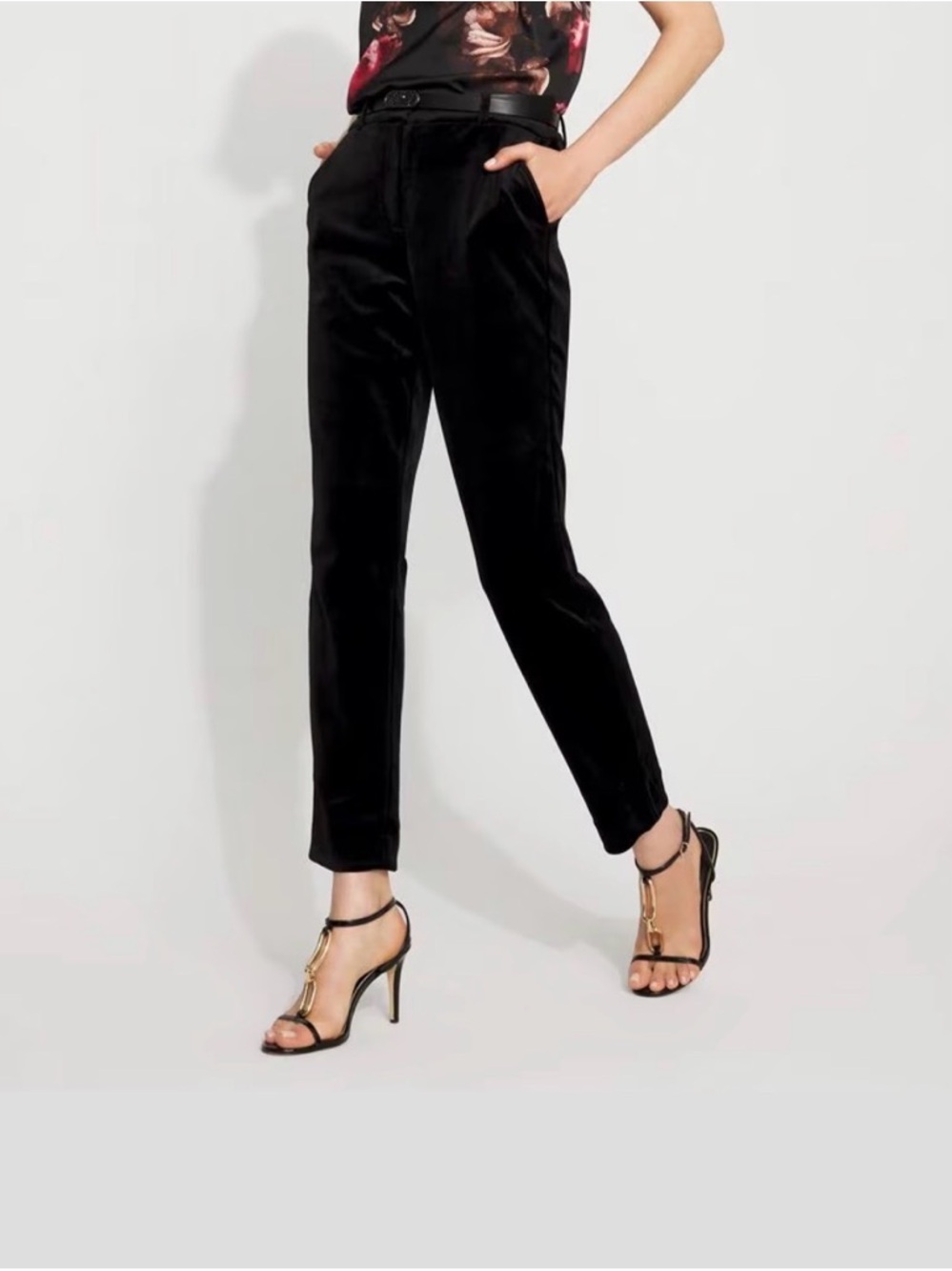 White House Black Market Black Velvet Ankle Tapered Pants - size 2